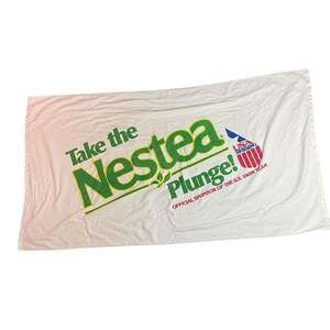 Vintage Nestea USA Swimming Beach Towel White Promo Large
